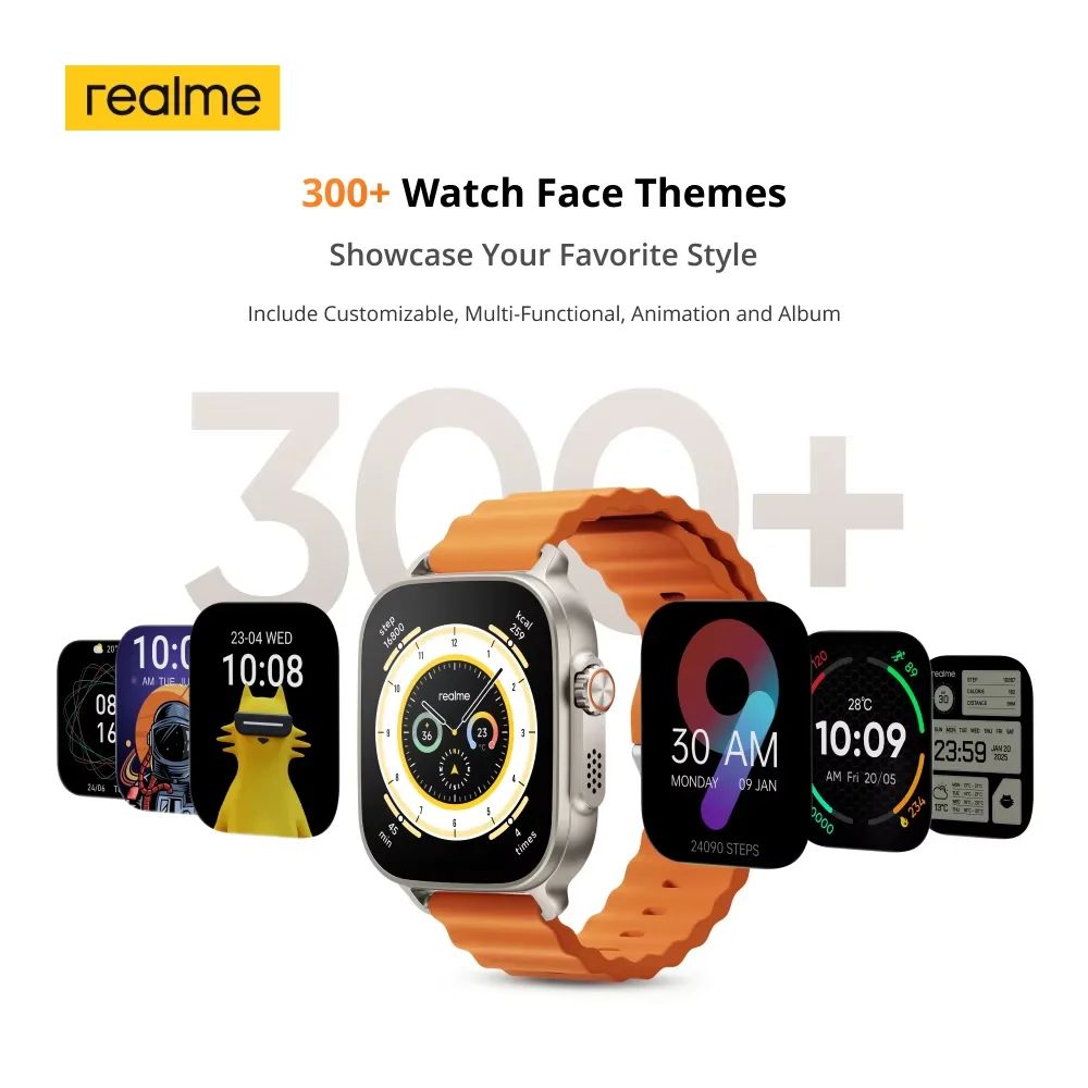 Original realme Watch 5 Global Version Smartwatch – GPS, 1.97" 600-Nits AMOLED Display, 460mAh Battery, Up to 14 Days Battery Life, IP68 Waterproof, 300+ Watch Faces